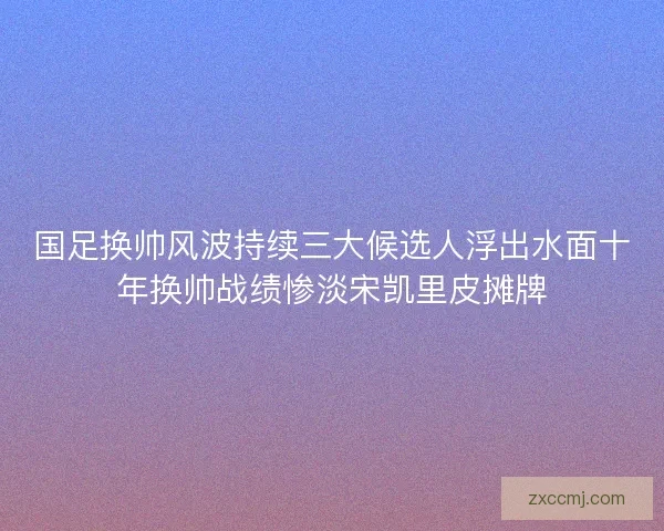 国足换帅风波持续三大候选人浮出水面十年换帅战绩惨淡宋凯里皮摊牌