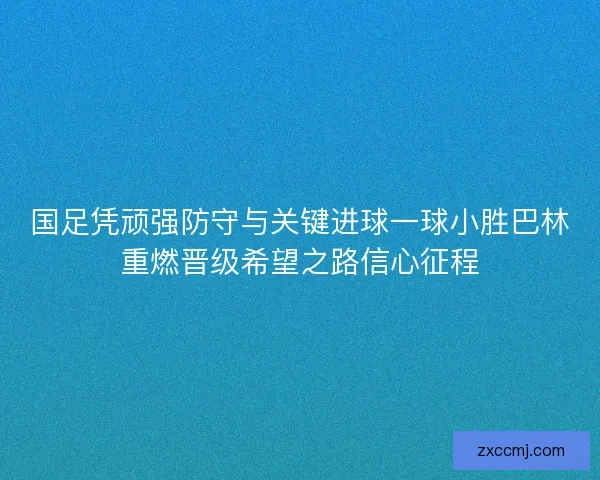 国足凭顽强防守与关键进球一球小胜巴林重燃晋级希望之路信心征程