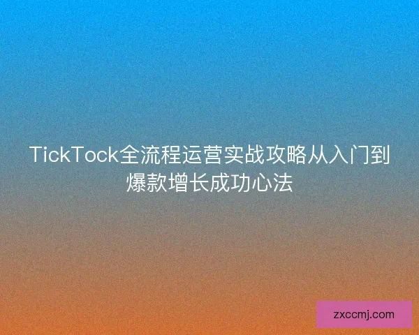 TickTock全流程运营实战攻略从入门到爆款增长成功心法
